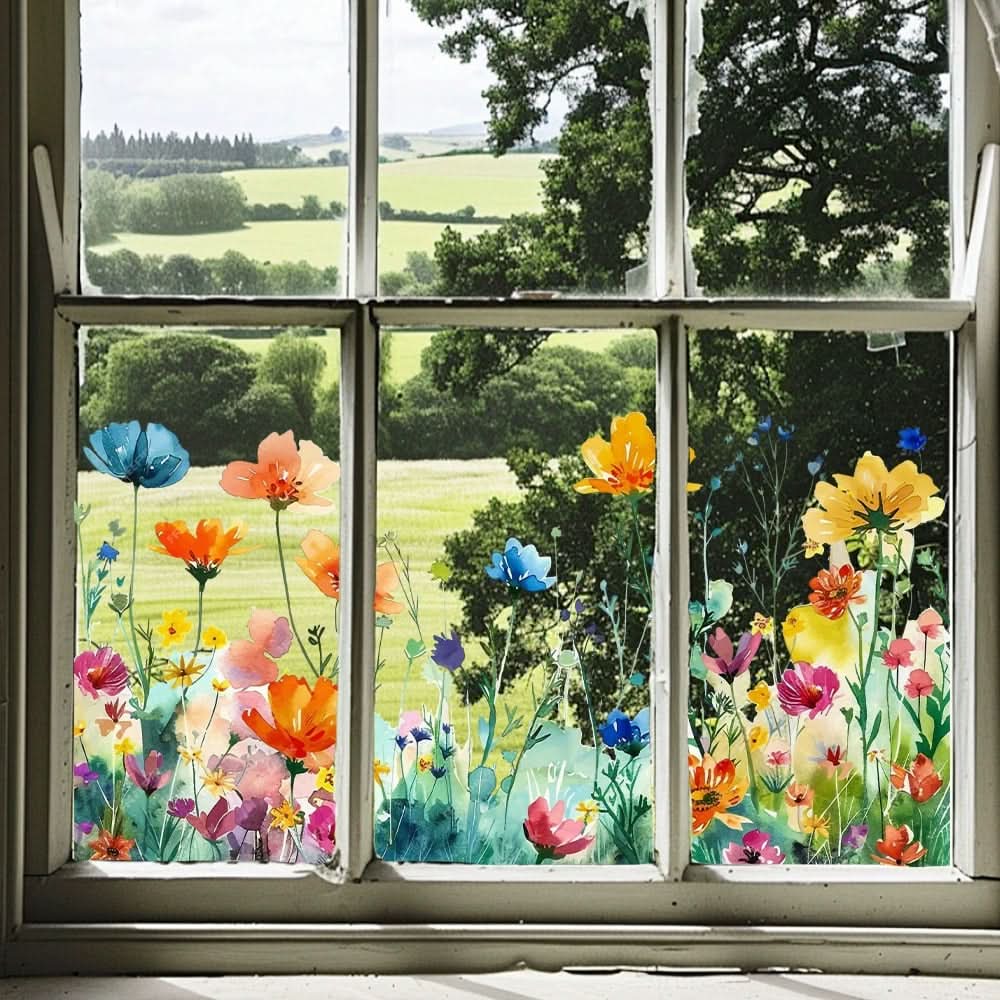 Selbstklebende Blumenaufkleber für Fenster 