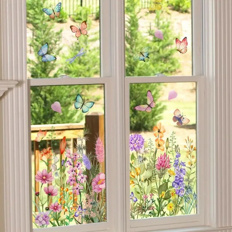 Selbstklebende Blumenaufkleber für Fenster 