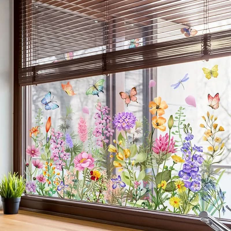 Selbstklebende Blumenaufkleber für Fenster 