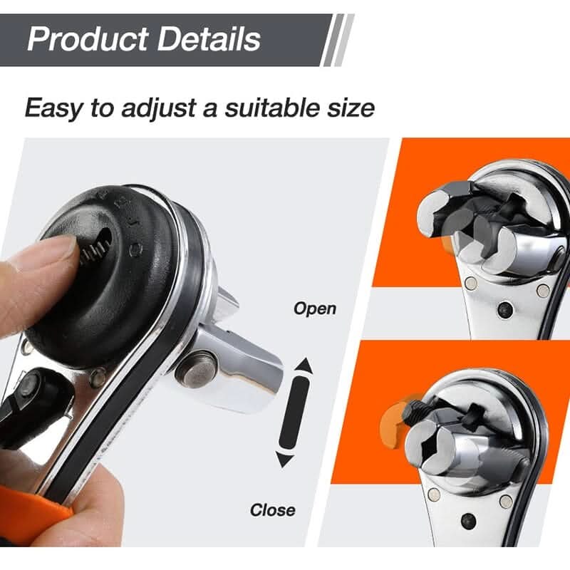 360° verstelbare ratelsleutel voor al uw bouten 