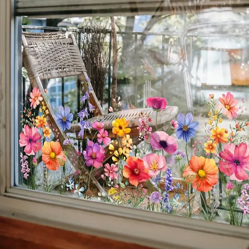 Selbstklebende Blumenaufkleber für Fenster 