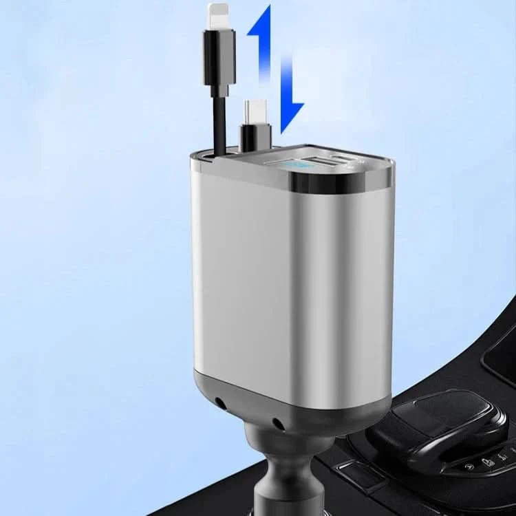 Cargador de coche rápido con doble puerto USB inteligente 4-en-1 