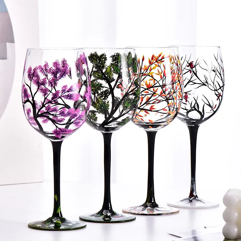 Hand-painted glasses inspired by the four seasons 