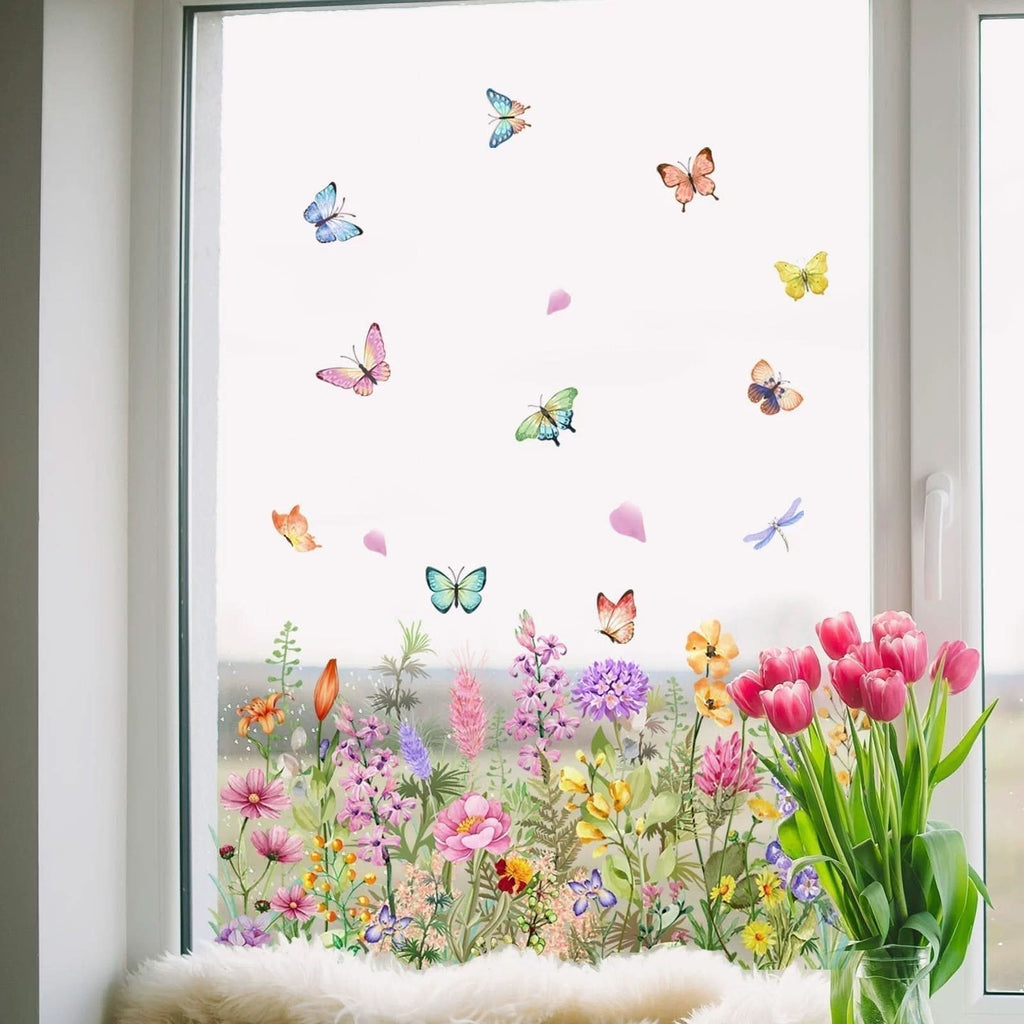 Selbstklebende Blumenaufkleber für Fenster 